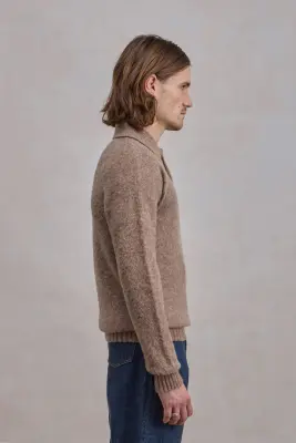 Pull col polo Shaggy Dog en laine - Marron — photo 5