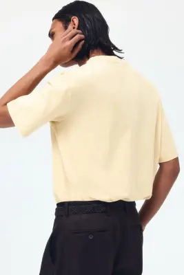T-shirt imprimé Relaxed Fit en coton - Jaune clair/Paradis — photo 3