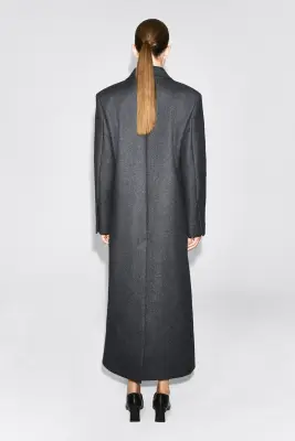 MANTEAU TAILLEUR CROISÉ EN LAINE MÉLANGÉE - GRIS — photo 3