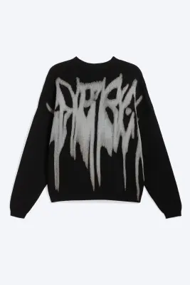 Pull en coton graphique oversize - Noir - Imprimé au dos — photo 1