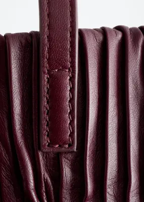 Mini sac froncé en cuir - Rouge foncé — photo 3