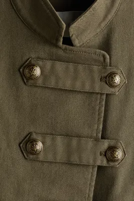 Veste courte en coton - Vert kaki foncé — photo 4