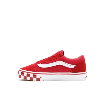 chaussures skateboard enfant vans old skool – chilli / white — photo 3