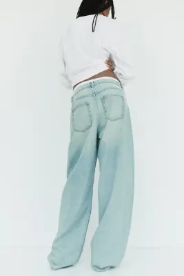 Barrel High Waist Jeans - Bleu denim clair — photo 4