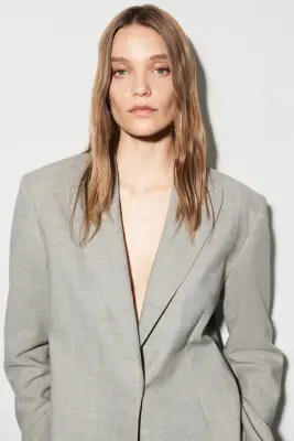 BLAZER STRUCTURÉ EN MÉLANGE DE LAINE - TAUPE CHINÉ — photo 3