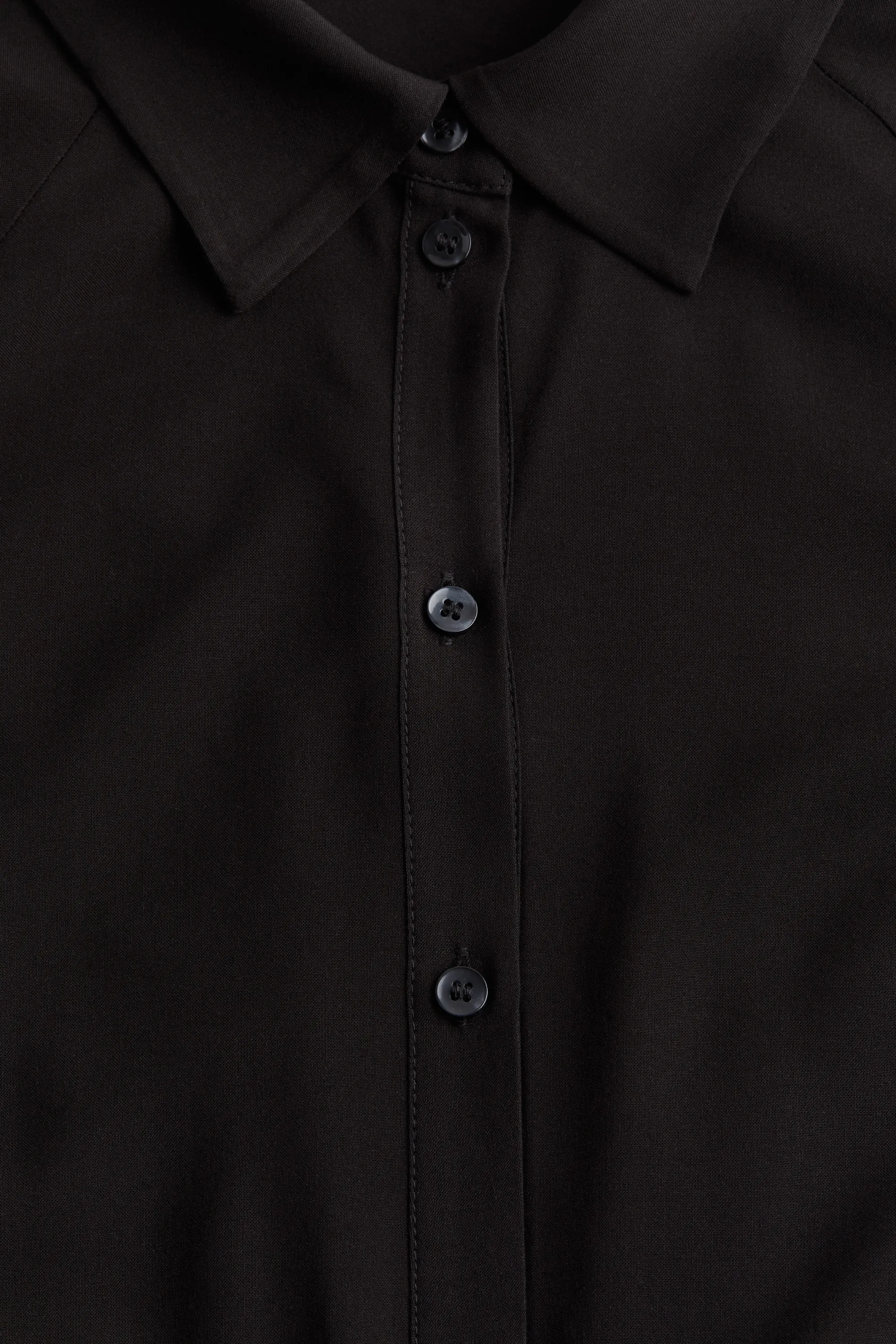 Robe chemise à manches ballon - Noir