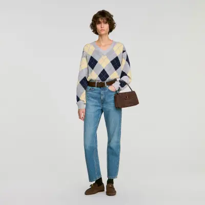 Pull motif Argyle à strass
