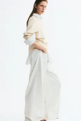 Pull à encolure bateau en viscose mélangée - Crème — photo 1