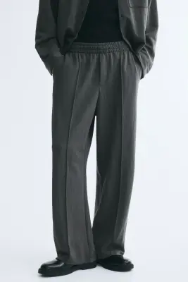 Pantalon jogger Relaxed Fit en interlock - Gris foncé — photo 1
