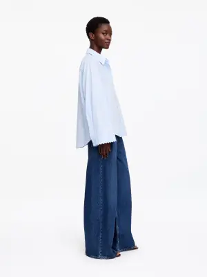 Chemise à bords festonnés - Bleu ciel — photo 1