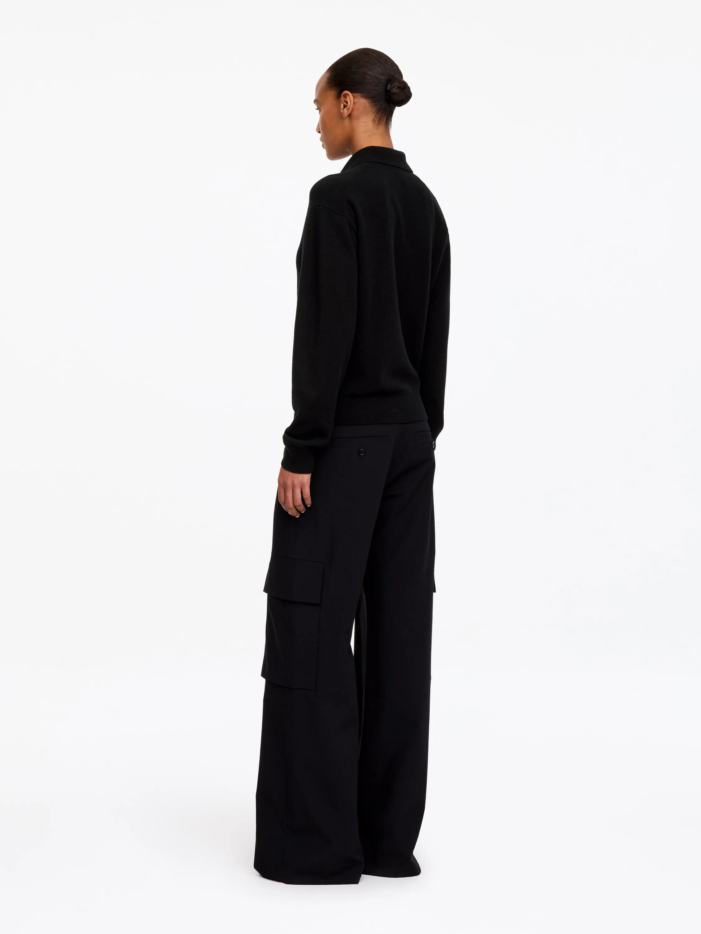 Pull polo en laine - Noir