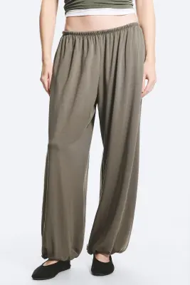 Pantalon bouffant mi-haut doux - Gris cendré — photo 1