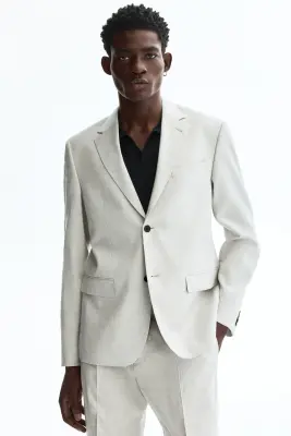 Veste Regular Fit en lin mélangé - Beige clair — photo 2