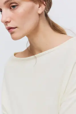 Top asymétrique en maille fine - Crème — photo 1