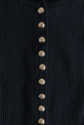 Gilet en maille côtelée - Bleu marine — photo 4