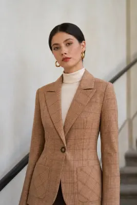 Rhode Short Coat - Beige plaid — photo 2