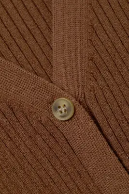Cardigan en maille à col en V - Marron foncé — photo 4