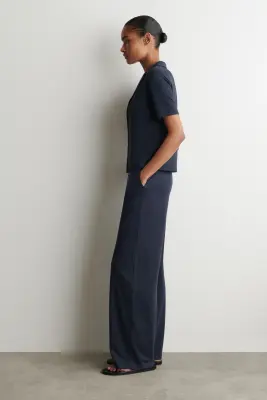 CHEMISE EN JERSEY DE MODAL - BLEU MARINE — photo 2