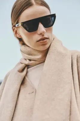 Veste faite main en laine mélangée avec écharpe - Beige clair — photo 1