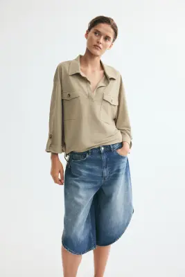 Chemise popover en piqué - Beige — photo 1