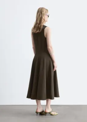 Robe midi à découpes verticales - Marron foncé — photo 5