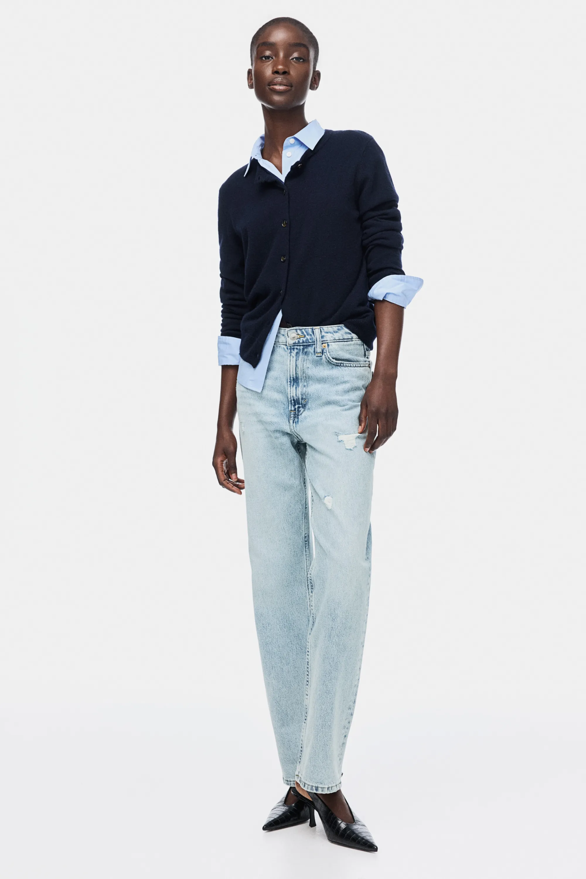Straight High Jeans - Bleu denim clair