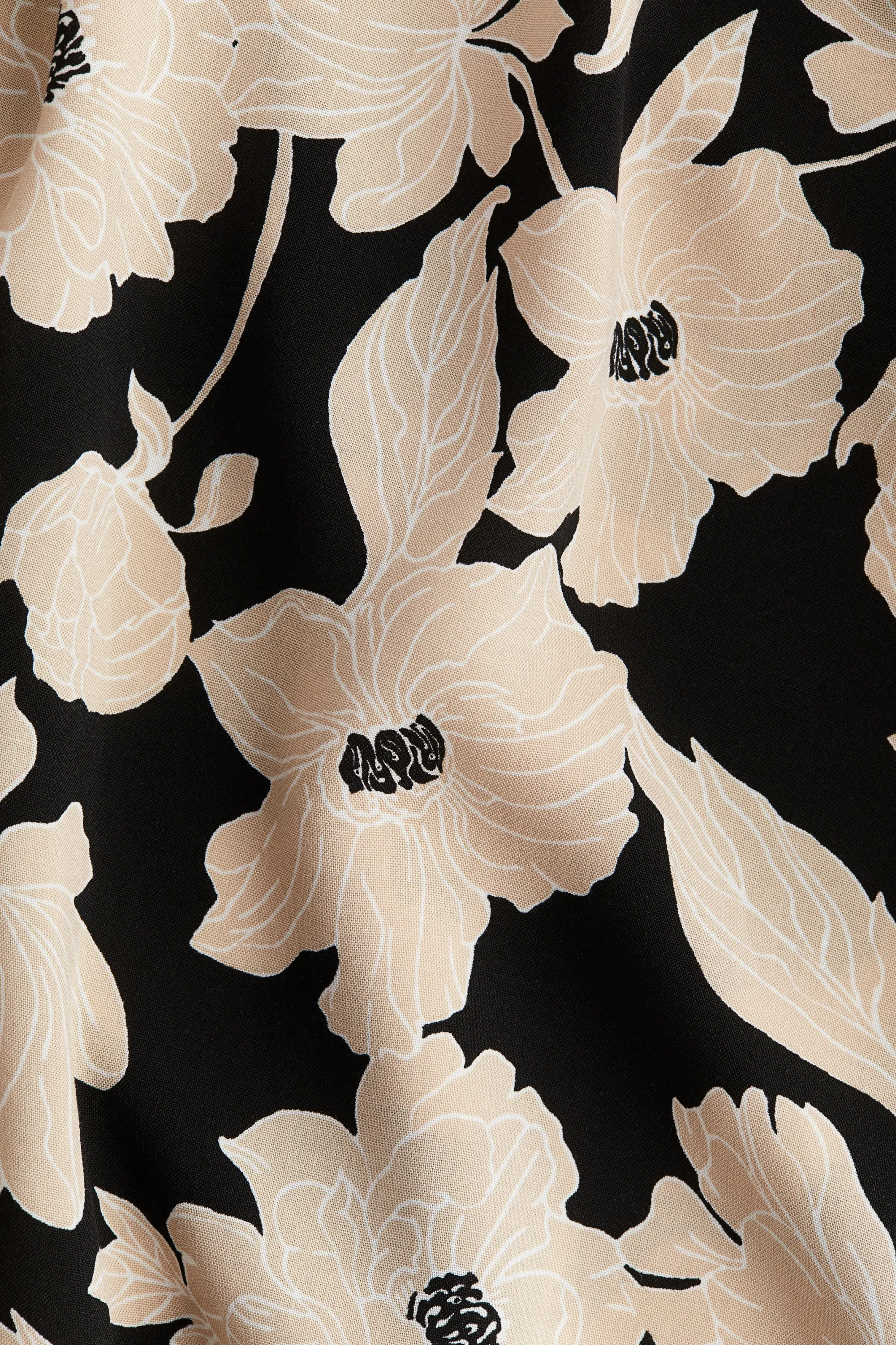 Robe à manches ballon - Noir/beige/fleuri