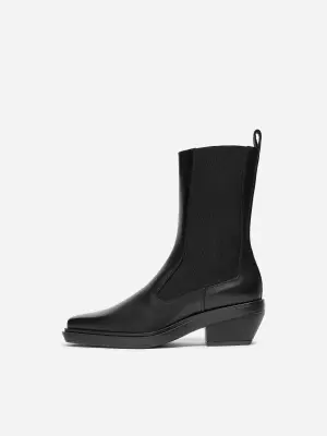 Bottes en cuir - Noir — photo 2