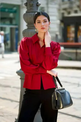 Posie Silk Blouse - Bordeaux — photo 2