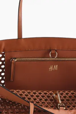 Sac shopping au tissage résille - Marron — photo 2