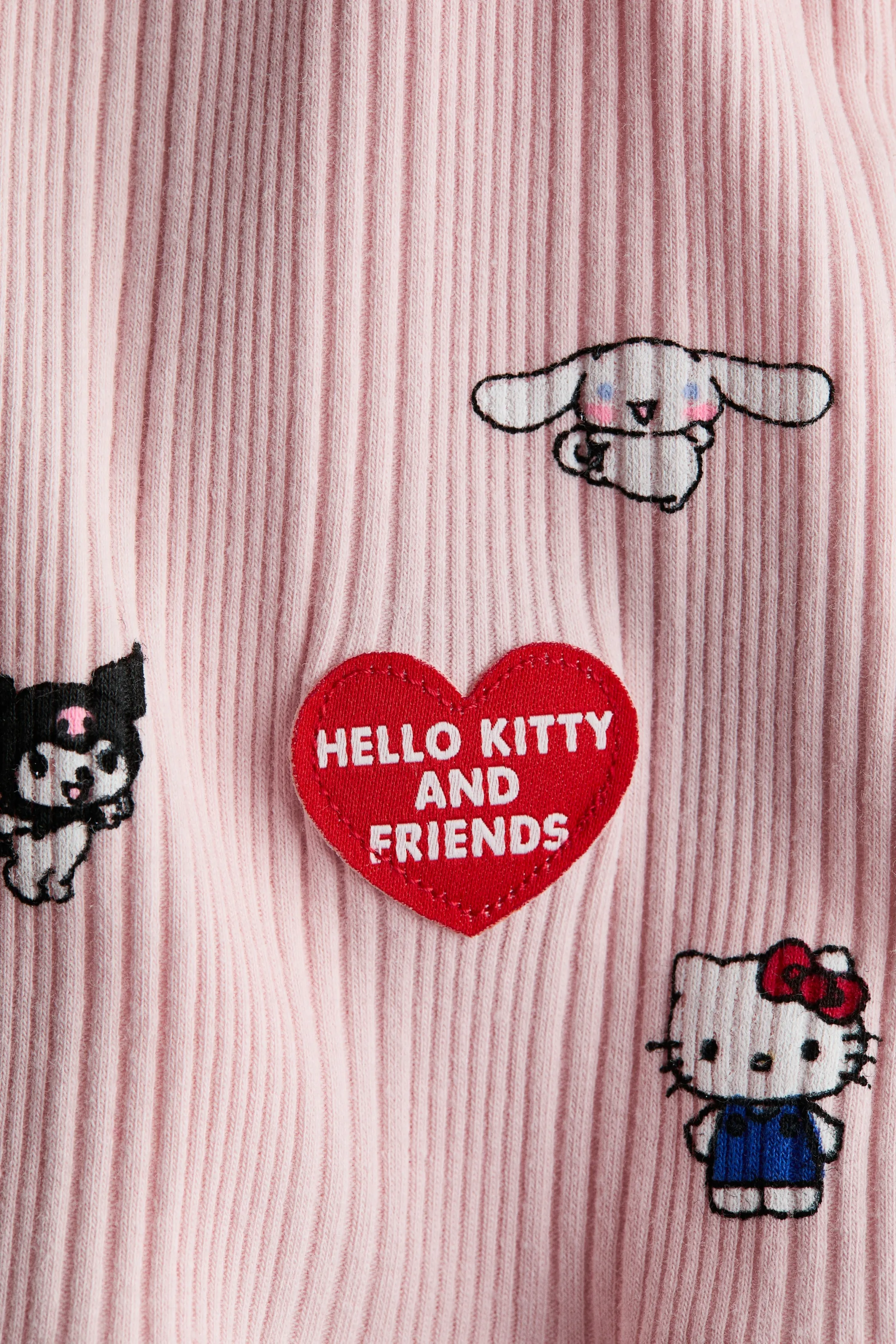 Top côtelé et imprimé - Rose clair/Hello Kitty