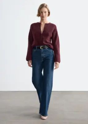 Cardigan en maille d’alpaga mélangé - Bordeaux — photo 3