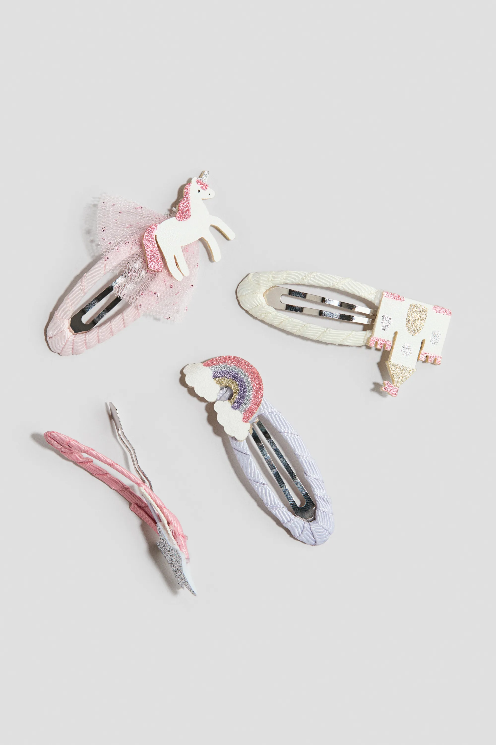 Lot de 4 barrettes avec application - Violet clair/arc-en-ciel