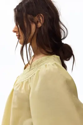 Blouse brodée - Jaune ancien — photo 3