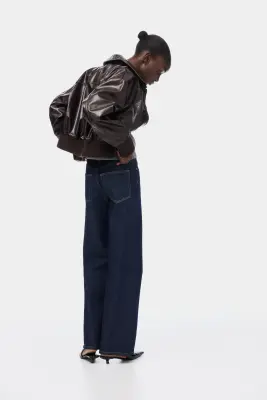 Wide High Waist Jeans - Bleu denim marine — photo 1