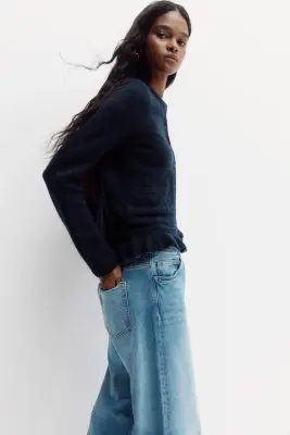 Gilet en maille pointelle - Bleu marine — photo 2