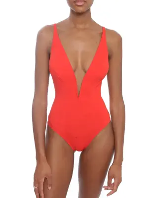 Maillot de bain une pièce décolleté plongeant rouge vif Prix boutique 595€ Taille 40 — photo 2
