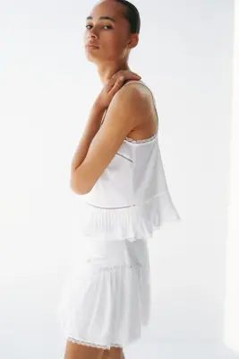 Jupe en coton avec dentelle - Blanc — photo 3