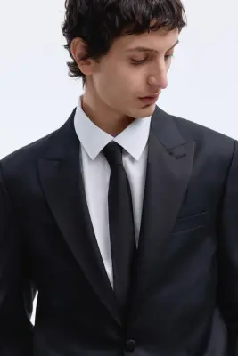 Veste de smoking Regular Fit en laine mélangée - Noir — photo 2