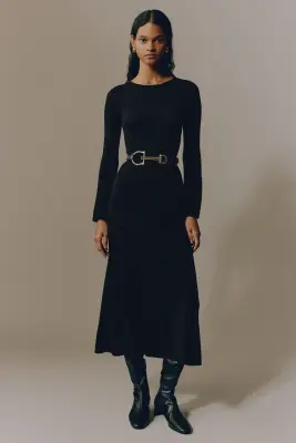 Robe en maille côtelée - Noir — photo 1