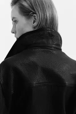 Veste en cuir - Noir — photo 3