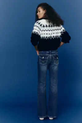 Flared Low Jeans - Bleu denim — photo 4
