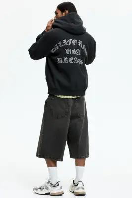 Veste imprimée Loose Fit avec capuche et zip - Noir/California — photo 3