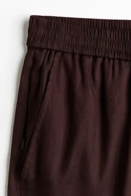 Pantalon Easy-care Loose Fit en lin mélangé - Marron foncé — photo 5