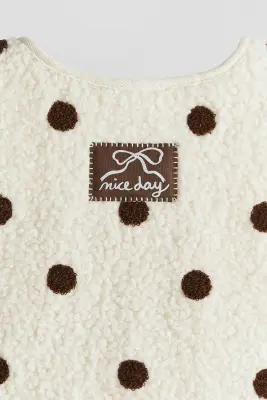 Veste sans manches en tissu Teddy bear - Crème/pois — photo 5