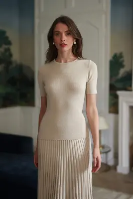 Henrietta Knit Top - Cream melange — photo 1
