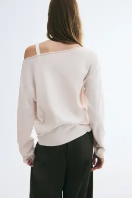 Off-the-shoulder jumper - Rose poudré — photo 2