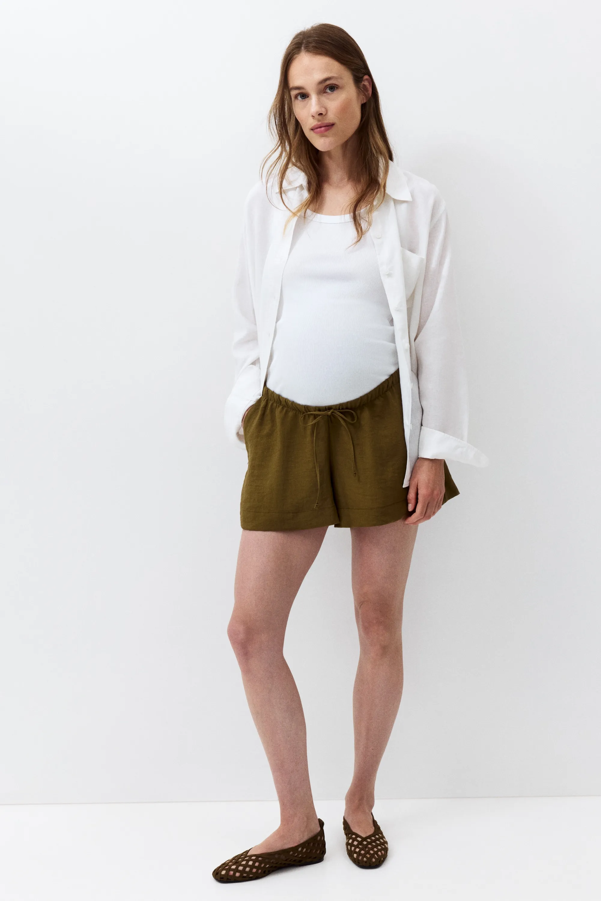 MAMA Short à cordon - Vert kaki foncé