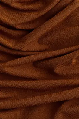 Robe épaules nues à effet drapé - Marron — photo 2