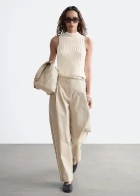 Pantalon barrel - Beige clair — photo 2